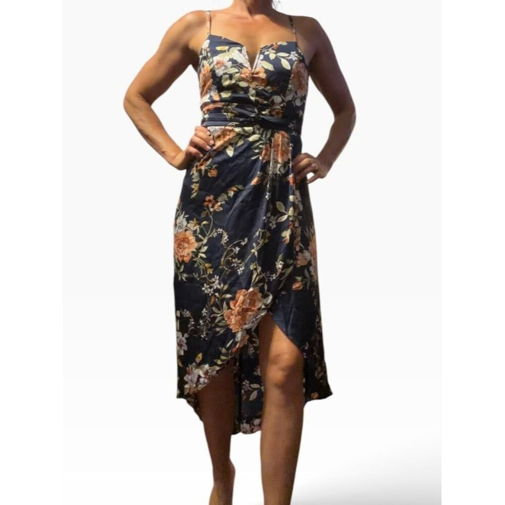 Lulus Lulu blue floral cocktail party dress xs